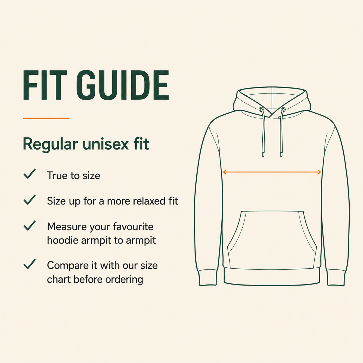 Áit Apparel unisex hoodie fit and size guide