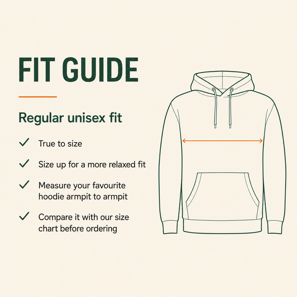 Áit Apparel unisex hoodie fit and size guide