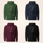 Armagh Blossom hoodie in forest green, navy, maroon and black