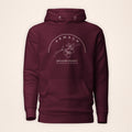 Armagh Blossom maroon hoodie on a warm ivory background