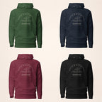 Cavan Burren Park hoodie in forest green, navy, maroon and black