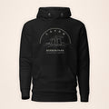 Cavan Burren Park black hoodie front on warm ivory background