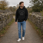 Man wearing the Cavan Burren Park black hoodie in County Cavan