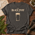 The Black Stuff Club T-Shirt in Pepper, revised typography, front flatlay