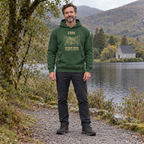 Man wearing the Cork Gougane Barra Hoodie in Irish Forest Green