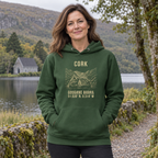 Woman wearing the Cork Gougane Barra Hoodie in Irish Forest Green