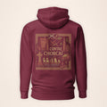 Cork Heritage Hoodie in maroon on a warm ivory background