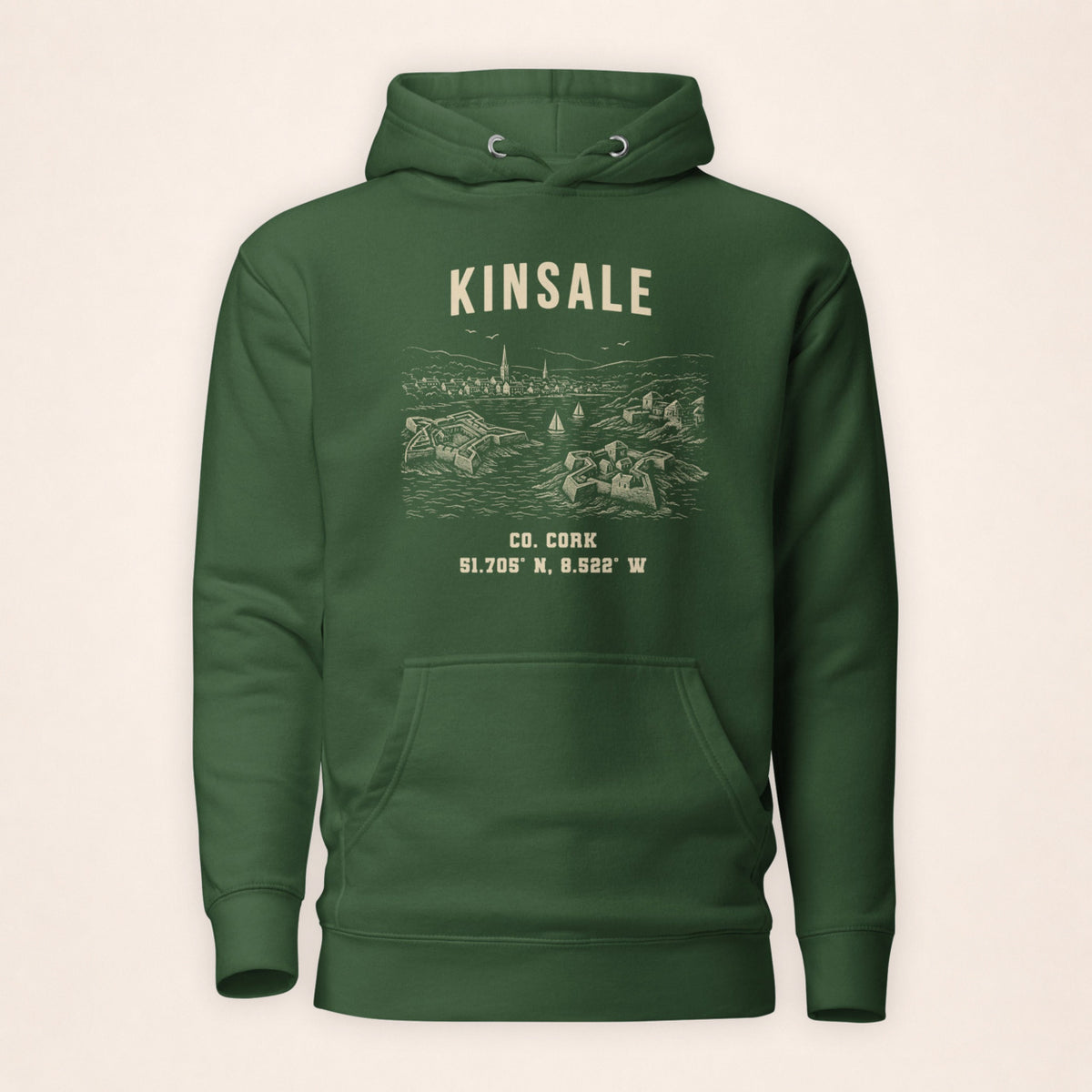 Cork Kinsale Hoodie in Irish Forest Green — front product view