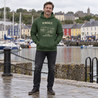 Man wearing the Cork Kinsale Hoodie in Irish Forest Green