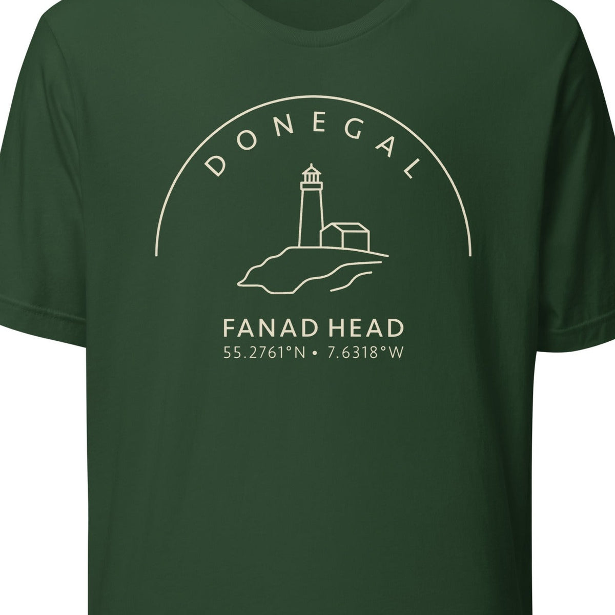 Close detail of Donegal Fanad Head T-shirt chest design