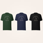Donegal Fanad Head T-shirt in Irish forest green, navy and black