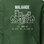 Close-up of the Dublin Malahide hoodie chest design