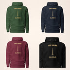 Dublin Spire hoodie in forest green, navy, maroon and black