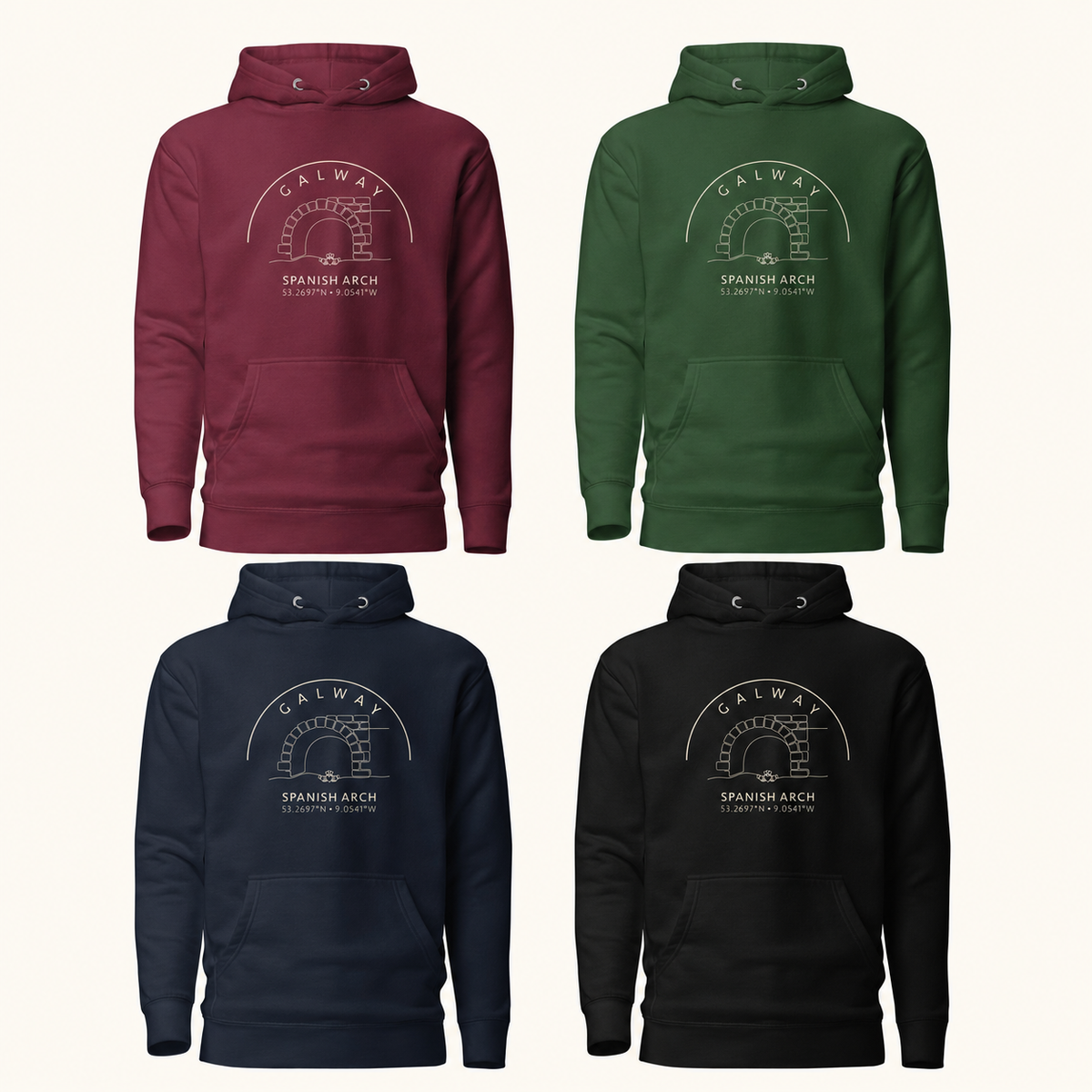 Galway Spanish Arch & Claddagh Hoodie