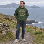 Man wearing the Kerry Dingle Peninsula forest green hoodie