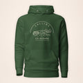 Kildare Sallins forest green hoodie on a warm ivory background