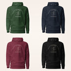 Leitrim Glencar Waterfall Hoodie colours — forest green, navy, maroon and black