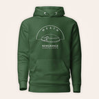 Meath Newgrange hoodie front view on warm ivory background