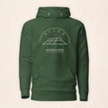 Sligo Benbulben hoodie cover, forest green on warm ivory