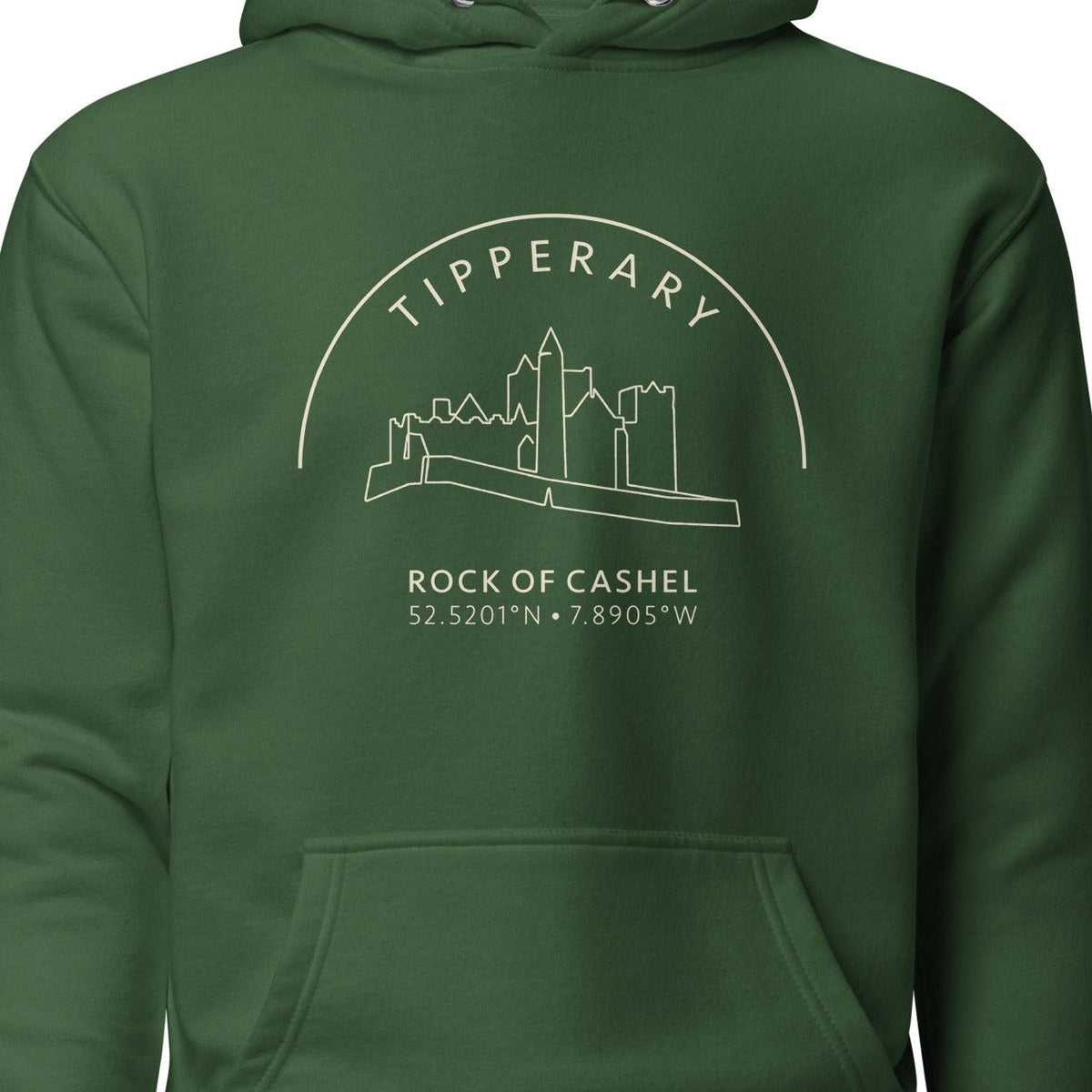 Tipperary Rock of Cashel hoodie chest design detail