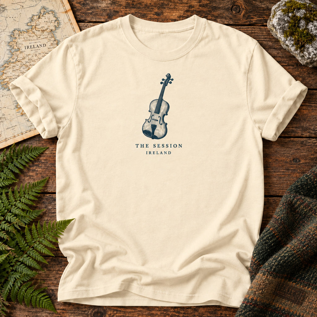 The Session Ireland T-Shirt in Ivory, front flatlay