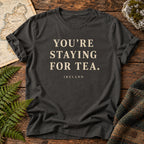 You're Staying for Tea Ireland T-Shirt in Pepper, front flatlay